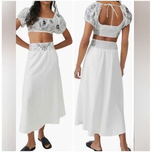 Free People Lotus Set In White Black Combo Size L Msrp $168 NWT